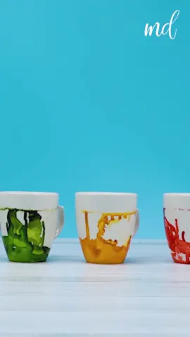Transform your white tableware into a colorful one!🧡💛💚💙 #DIY  #colorful  #tableware  #handmade