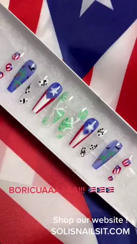BORICUAAAA🇵🇷🇵🇷‼️ SHOP OUR PUERTO RICAN NAILS ON OUR WEBSITE 😍 SOLISNAILSIT.COM #conjuringhorror #solisnailsit #fyp #pressonnails