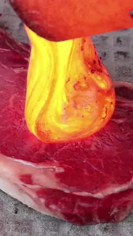 Cooking a Steak with Lava #cooking #lava #steak #food #satisfying #asmr #experiment #forge #fire