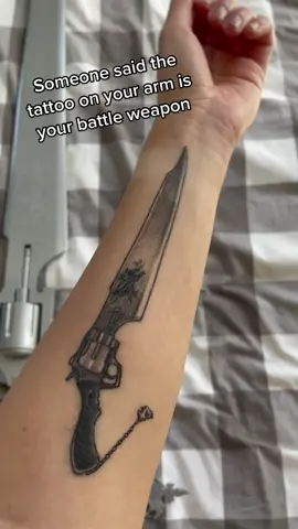 Don’t mind the watch tan, the gunblade is also currently healing. #finalfantasy8 #gunblade #squallleonhart #tattoo #fyp #bucketlist #squall #armtattoo