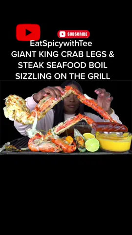 GIANT KING CRAB LEGS & STEAK SEAFOOD BOIL MUKBANG #mukbang #mukbangeatingshow #seafood #asmr #eating #eatingshow #eatspicywithtee #foryoupage #STEAK