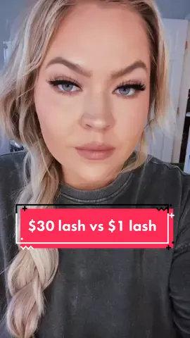 Thoughts? $30 lash vs $1 lash! #makeup #makeupartist #makeuphacks #makeupdupes #beauty #lashes #cheapmakeup #affordablemakeup