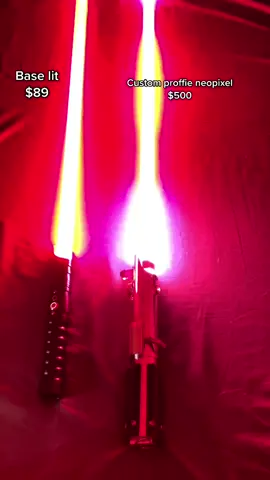 comparing my sabers is so fun. idea credit @tuhqa_ #lightsaber #sith #darthmaul #dueloffates #customlightsaber #neopixel #darkside #lightsabers