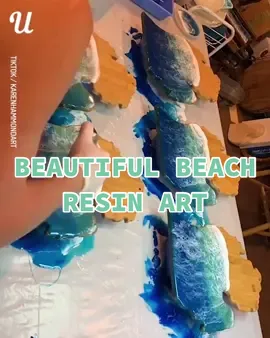 Karen makes the most stunning beach resin art 😍 (@karenhammondart) #diytiktok #resin #resinart #fyp #foryou