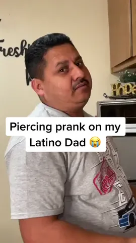 He knew something was up 😭 Follow our INSTA :) #prankondad #fyp #piercing
