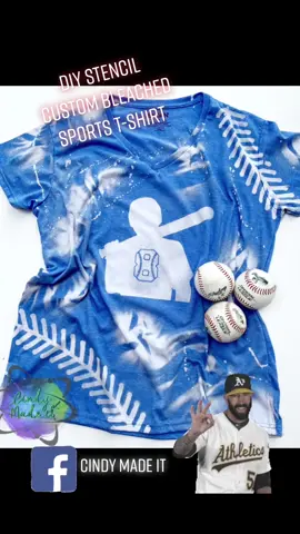 Obsessed! Thank you #fullhousefancies for the tutorial and inspo! #bleachedshirts #baseballlife  #sublimation #customtshirts #diystencil #cindymadeit