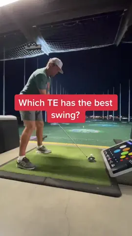 Which NFL tight end can swing a golf club the best? 🏌️‍♂️ (via @topgolf) #golftiktok #golf #swing #nfl #football
