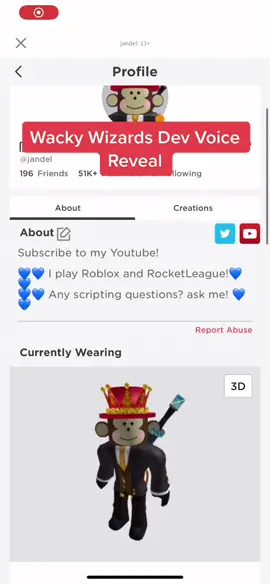 My deep voice reveal #roblox #wackyWizards #robloxDev