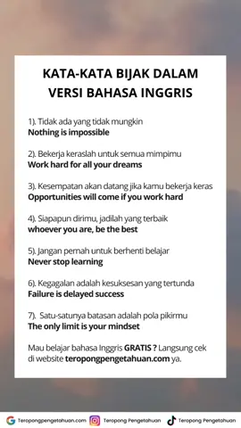 Kata-kata bijak dalam versi bahasa Inggris. #fyp #KiehlsCalendulaGlow #bahasainggris #belajarbahasa #katakatabijak