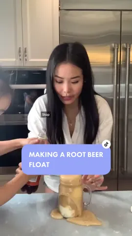 How to make a root beer float (or ice cream volcano 😳) #LearnOnTikTok #MomsofTikTok #CookingWithKids #RootBeerFloat #KidRecipes