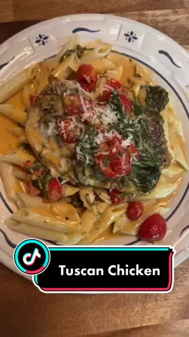Tuscan chicken with penne pasta for dinner! #fypシ #foryoupage #foryou #Foodie #foodtiktok #cooking #Recipe #castiron #hellyeah #italian #tasty #yum