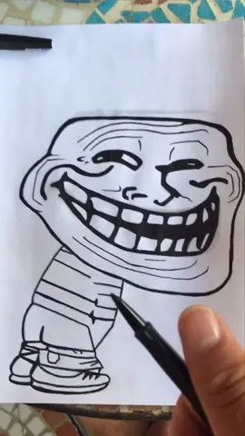 how to draw a funny and realistic trollface 😏 #drawing #art #foryou #foryoupage #pourtoi