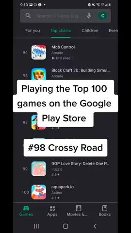 #98 Crossy Roads. This game is kinda fun and doesn't shove ads in your face if you die. 7/10 #playstore #google #mobile #fyp #game #mobilegames