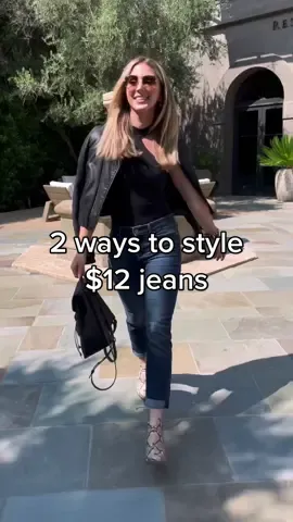 Which is your fave, 1 or 2?! Jeans are $12. Link in bio to shop 🙌🏼 #howtostyle #casualoutfits #transition