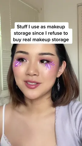 make fun of me if u want but it works 😗 #makeupstorage #makeuplook #makeuporganization #makeupcollection #reducereuserecycle #repurposed