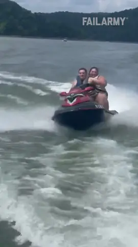 Hold on they said. It'll be fun they said. 😆#FailArmy ..#waterfail  #jetskifail  #jetski  #funnyfail  #falling  #fails