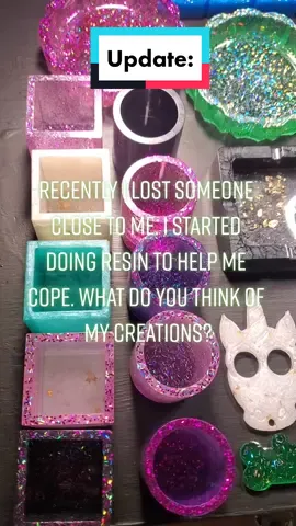 Here is some of my finished work. Thanks for watching. #36SecondsOfLightWork #resin #artistsoftiktok #resintok #colorful #fyp #glitter