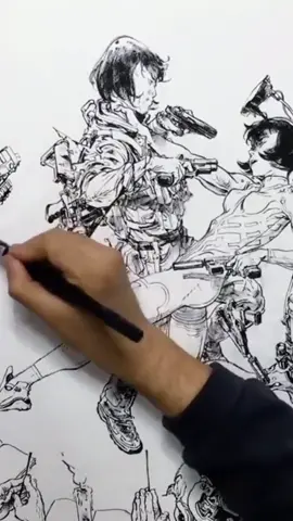 Ghost In The Shell Timelapse by Kim Jung Gi. #art #artist #ghostintheshell #drawing #drawingchallenge