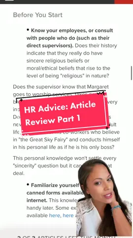 Guidance for HR on Religious Exemptions: Article Review Part I #religiousdescrimination #religiousfreedom