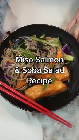 The recipe for my miso salmon and soba salad! I hope you enjoy 😊 #soba #misoglazedsalmon #salmon #sobanoodles #japanesefood #getoverherechallenge