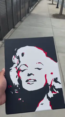 I painted Marilyn Monroe then gave it to a stranger 🎨 I hope it made his day 🙌🏽  #art #painting #artist #drawing #care #motivation #music #fyp