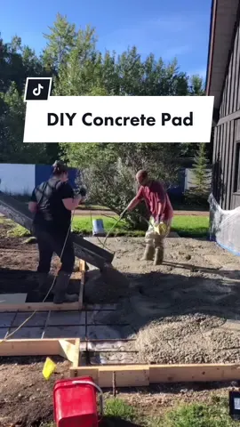 Poured a concrete pad by ourselves! 🙌 #concrete #tiktokdiy #patio #concretediy #beforeandafter