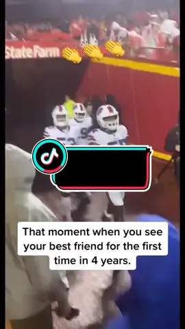 After 4 years, he finally saw his best friend again, and this time he was walking out on an NFL field 🙌 @peytonpisacane #sports
