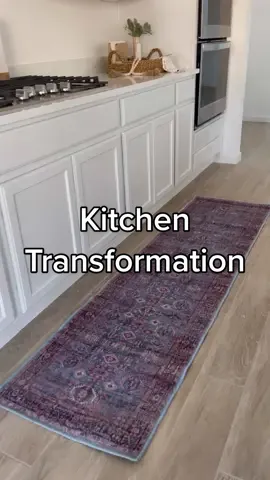 Kitchen Transformation 🙌🏼 #homedecor #walmartfinds link in bio, rug is washable and under $40
