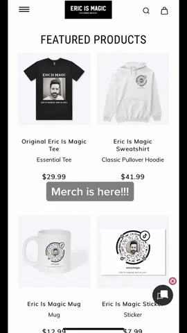 Eric Is Magic merch now available! #magictrick #magician #merchandise #fyp #ericismagic #excitingnews #ShoppingSpree #foryou