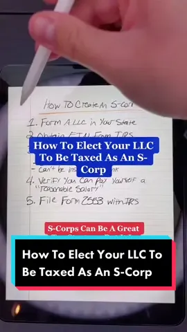 How to elect S-Corp Taxation for your LLC. Always consult your accountant first! #businesstaxes #businesslaw #businesstiktok #businessschool #biztips