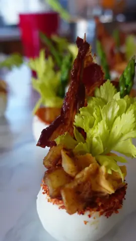 Bloody Mary Deviled Eggs #deviledeggs #bloodymary #Recipe #food #MakeADogsDay #foryou #brunch #Foodie #chefmimij #howto #boiledegg