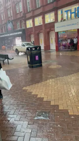 You can tell it’s bad when the bins run for cover #blackpool #rain #storm #fyp