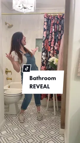 The kid’s bathroom reveal! Vote for me to win! LINK IN BIO. #bathroomrenovation #bathroomreveal #colorfulinterior #bathroomdesign #diybathroommakeover