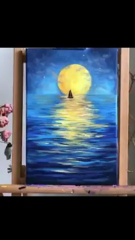 How to draw Moon by the sea with ArtBeek acrylic #acrylic #acrylicpainting #artbeek #art #artist #draw #drawing #painting #drawingchallenge