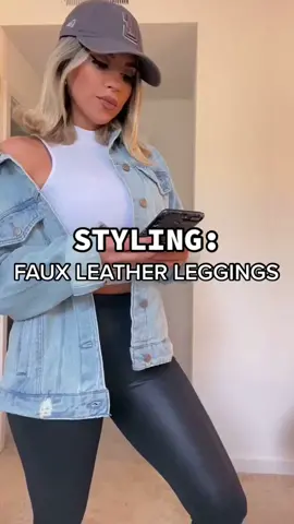 Casual faux leather leggings outfit ✨ #fauxleatherleggings #howtostyle #falloutfits #casualoutfits