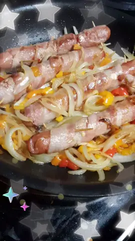 Bacon-wrapped hot dogs. Yummy #dinneryesterday #Basictuesday #BetterTogetherChallenge
