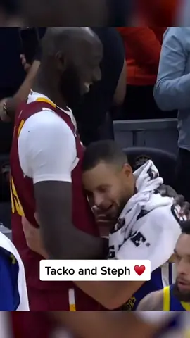 Steph hugs Tacko Fall #stephcurry #curry #NBA #warriors #tackofall #basketball #hug
