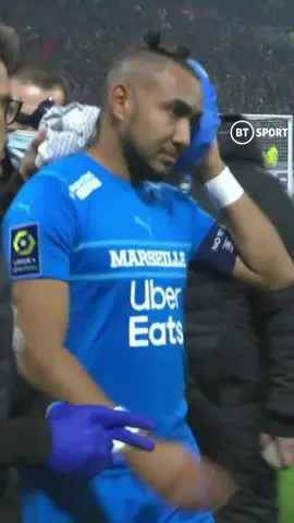 Lyon vs Marseille was suspended after Dimitri Payet was hit by a full bottle of water thrown from the crowd #marseille #payet #lyon #ligue1 #football