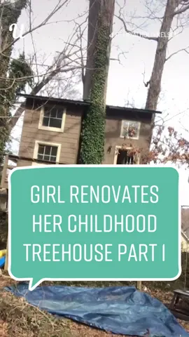 [Pt. 1/2] This girl renovated her old childhood treehouse 😍 (@Holly Nelson) #treehouse #hack #diyproject #diytiktok #renovation #transformation #fyp