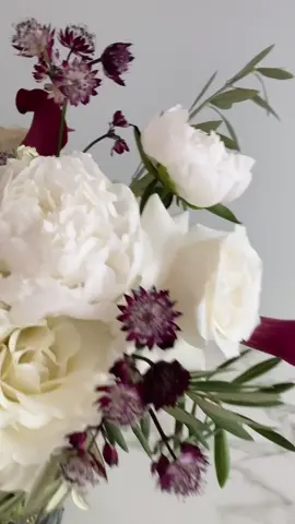 She’s back from the de ad and serving holiday realness 🦃  accidentally left the flowers in the kitchen when the ovens started for Thanksgiving and they got way too hot. We revived most of them with a cold shower and the DC outdoor chill. RIP to my precious hellebore #floraldesign #roses #peonies #olivebranch #flowers