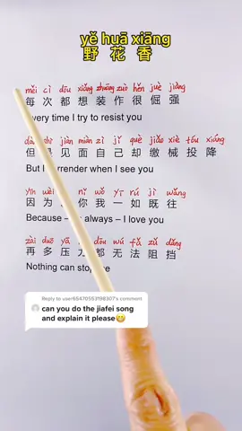 Reply to @user65470553198307 Jiafei Song / Ye Hua Xiang. Here’s what it means. I enjoyed translating this song. #chinesesong #chinese #fyp #mandarin