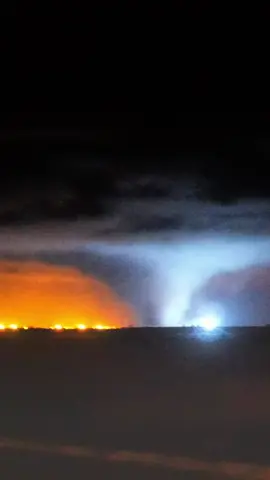 Storm chasing…but at night! This EF3 monster had legit violent motion as it narrowly missed Pampa, TX during an autumn outbreak. #weather #nature