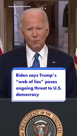 #PresidentJoeBiden says #Trump’s “web of lies” poses an ongoing threat to U.S. democracy 🇺🇸 #joebiden #donaldtrump #presidentbiden #uspolitics