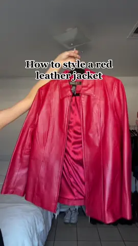 Styling my red leather jacket ❤️‍🔥 #fyp #fashion #styling #outfitideas #thrifted #thriftedfashion