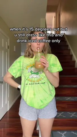 “arent u cold” yes but for some reason i feel more productive in shorts while drinking iced coffee #icedcoffee #coffeeaddict #materialgirl
