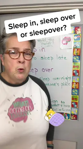 Sleep in, sleep over or have a Sleepover?#sleep#sleepover#practiceenglish#speakingenglish#sleepin#Esl #hih