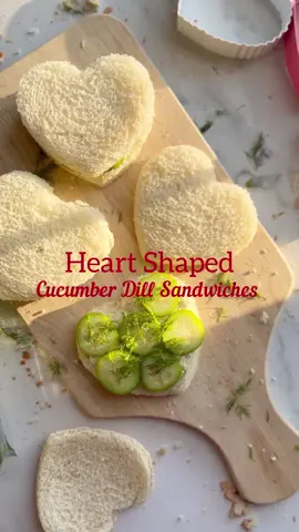 HEART SHAPED cucumber dill sandwiches. Full recipe on IG at the link in bio! 💚