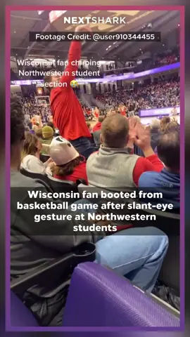 Wisconsin fan booted from basketball game after slant-eye gesture at Northwestern students #northwestern #foxeyes #racism #news #fyp #nextshark