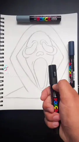 Drawing Ghost face ✍🏻hope u guys enjoyed if so make sure to leave a comment down below #scream #ghostfacecult #artistsoftiktok #fypシ