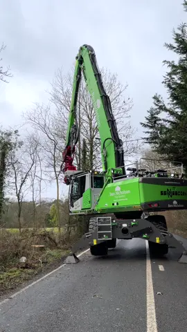 @molsongroup supplied Sennebogen 728 owned by Ben Nicholson Tree Services cutting down diseased Ash tress along a main road.  #sennebogen #logging